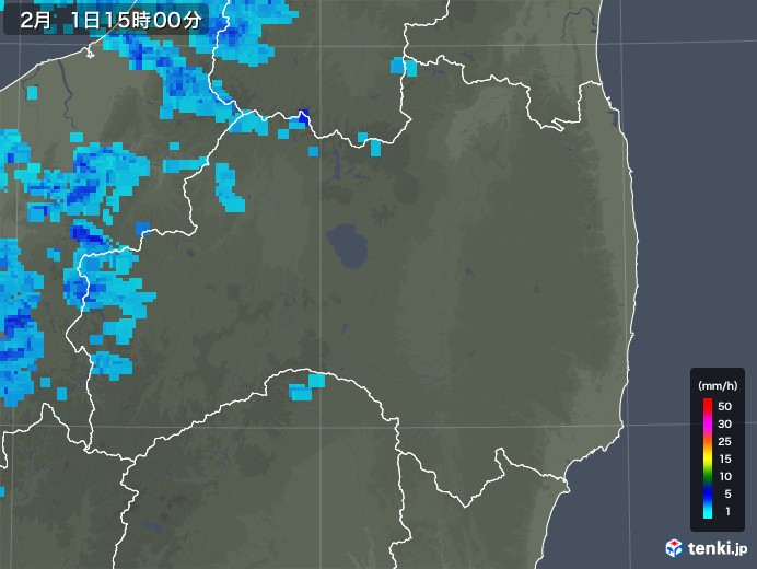 福島県の雨雲レーダー(2019年02月01日)