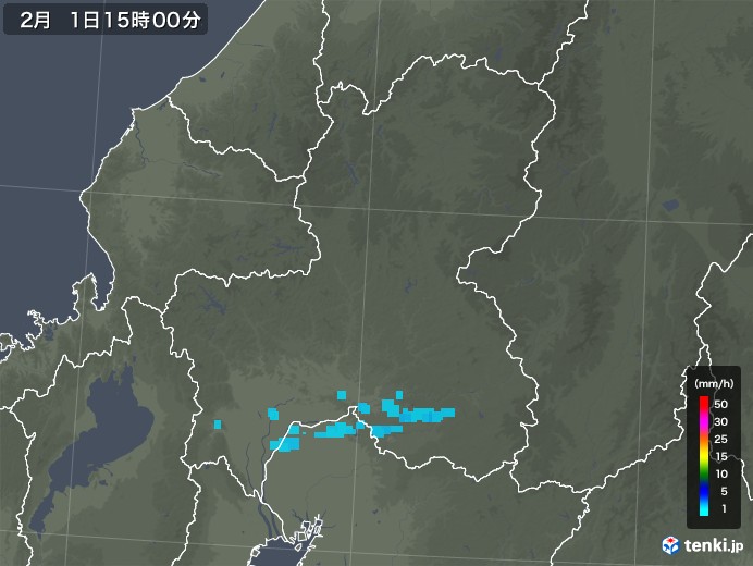 岐阜県の雨雲レーダー(2019年02月01日)