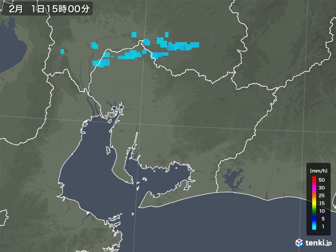 愛知県の雨雲レーダー(2019年02月01日)