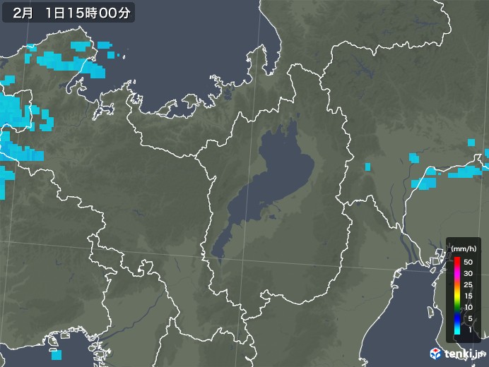 滋賀県の雨雲レーダー(2019年02月01日)