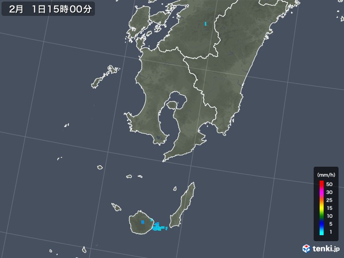鹿児島県の雨雲レーダー(2019年02月01日)