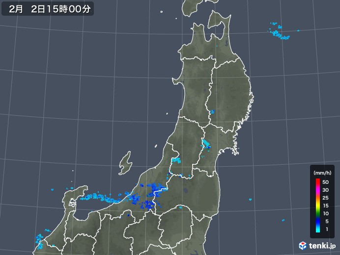 東北地方の雨雲レーダー(2019年02月02日)