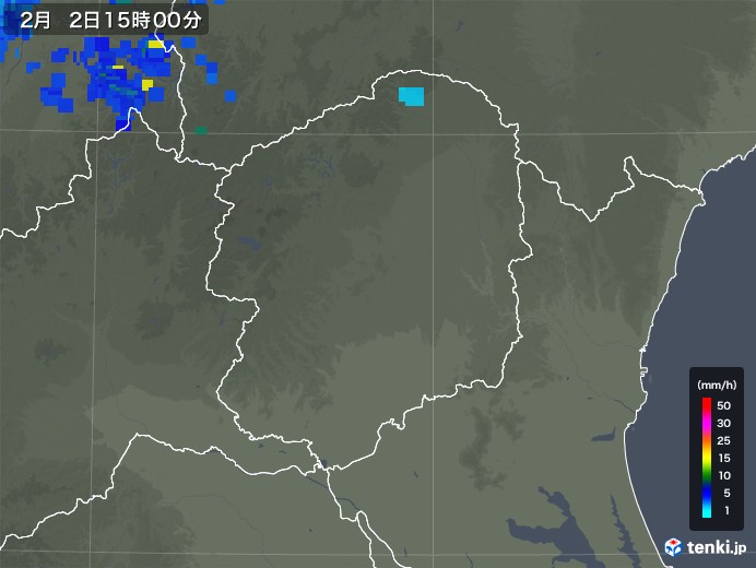 栃木県の雨雲レーダー(2019年02月02日)