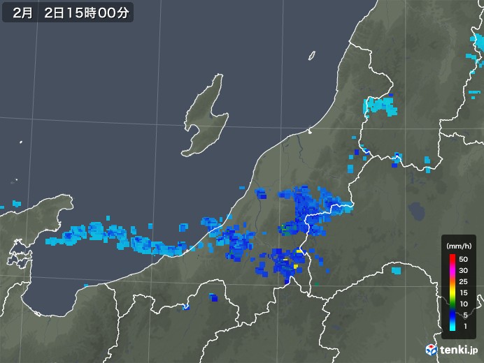 新潟県の雨雲レーダー(2019年02月02日)