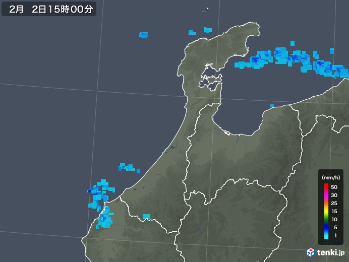 石川県の雨雲レーダー(2019年02月02日)