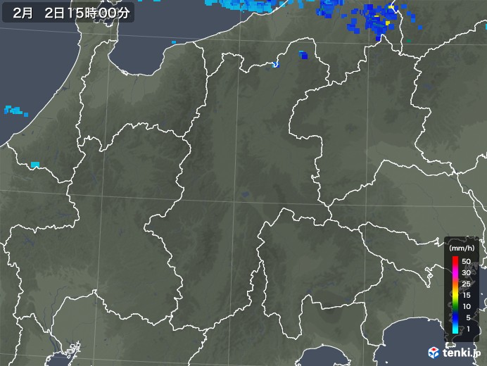 長野県の雨雲レーダー(2019年02月02日)