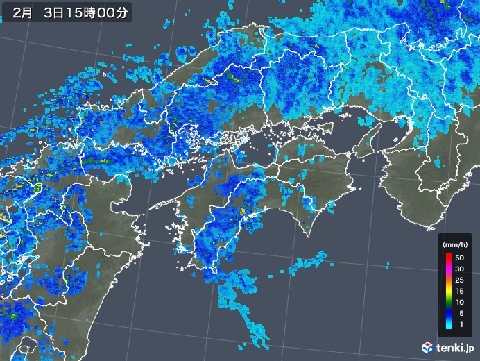 四国地方の雨雲レーダー(2019年02月03日)
