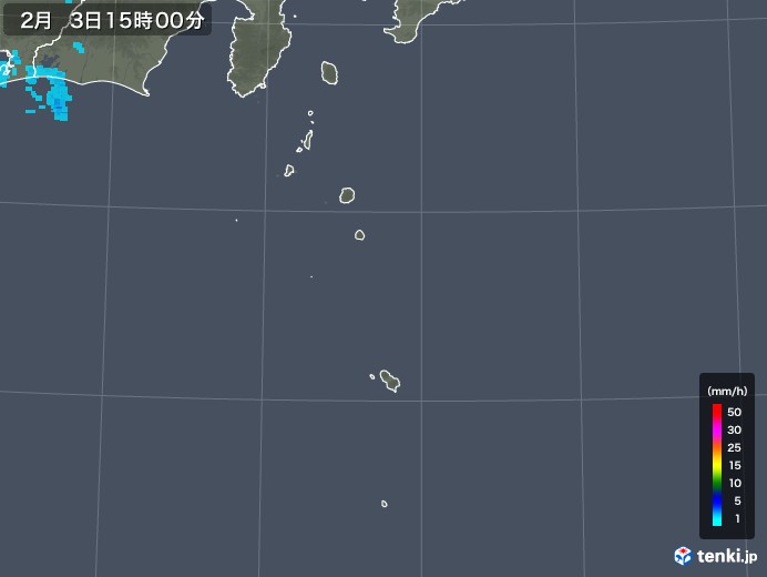 伊豆諸島(東京都)の雨雲レーダー(2019年02月03日)