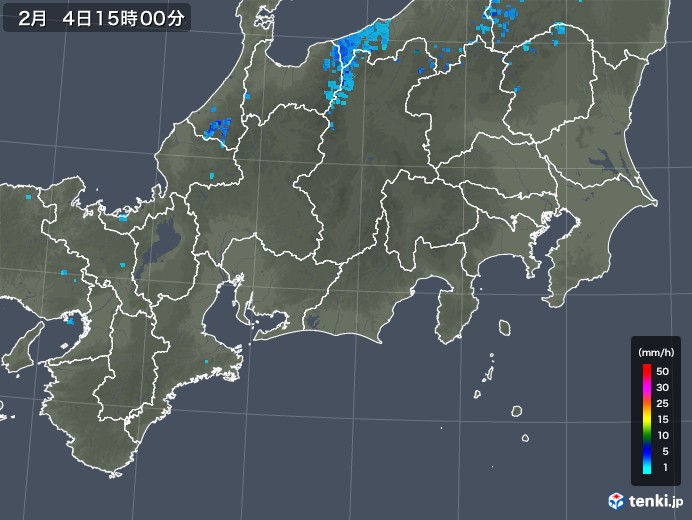 東海地方の雨雲レーダー(2019年02月04日)