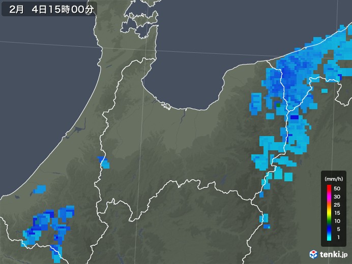 富山県の雨雲レーダー(2019年02月04日)