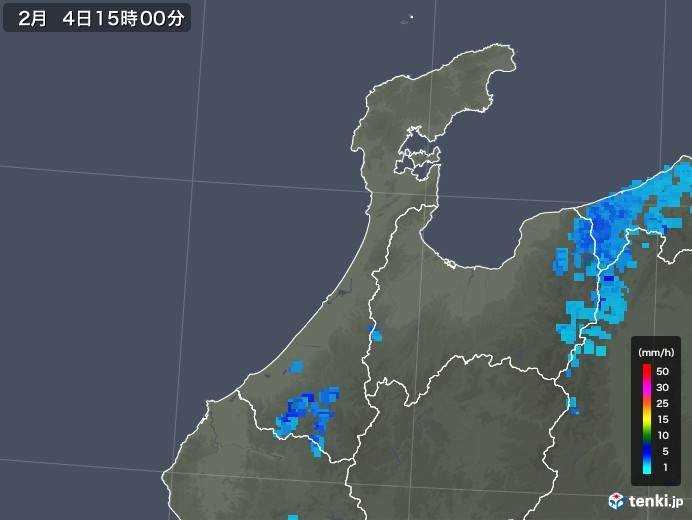 石川県の雨雲レーダー(2019年02月04日)