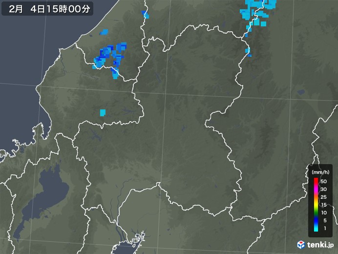 岐阜県の雨雲レーダー(2019年02月04日)
