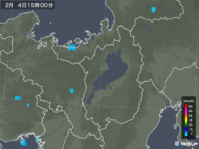 滋賀県の雨雲レーダー(2019年02月04日)