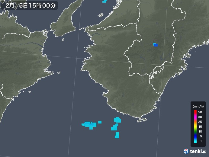 和歌山県の雨雲レーダー(2019年02月05日)