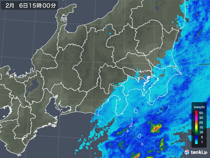 関東・甲信地方の雨雲レーダー(2019年02月06日)