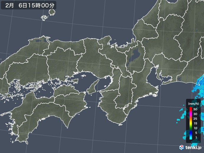 近畿地方の雨雲レーダー(2019年02月06日)