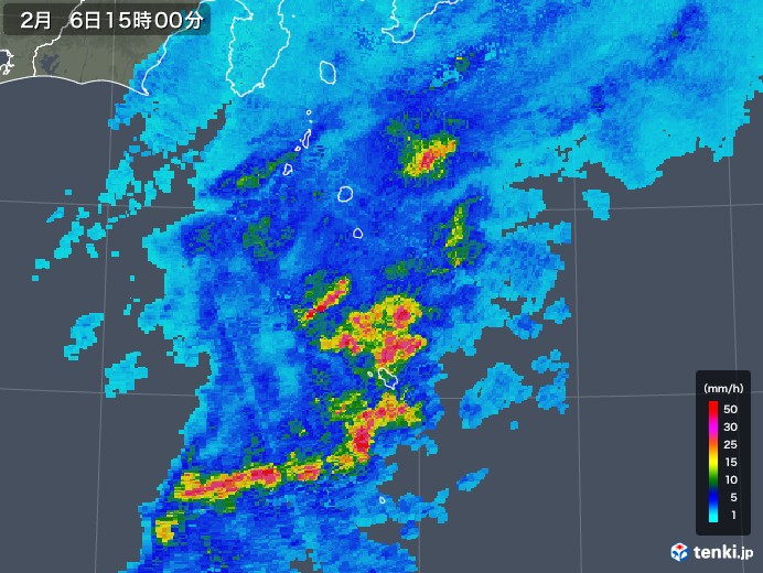 伊豆諸島(東京都)の雨雲レーダー(2019年02月06日)