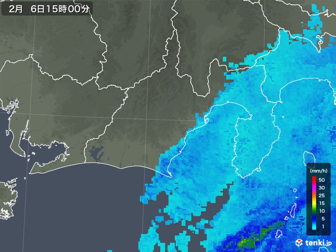 静岡県の雨雲レーダー(2019年02月06日)