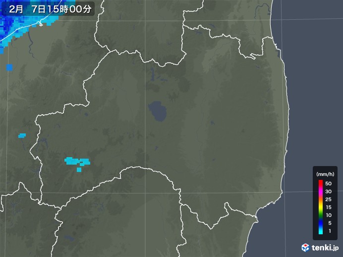 福島県の雨雲レーダー(2019年02月07日)