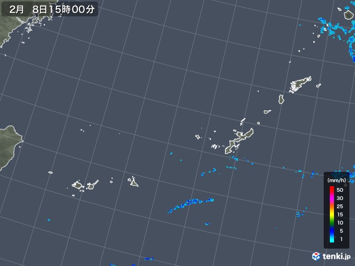 沖縄地方の雨雲レーダー(2019年02月08日)