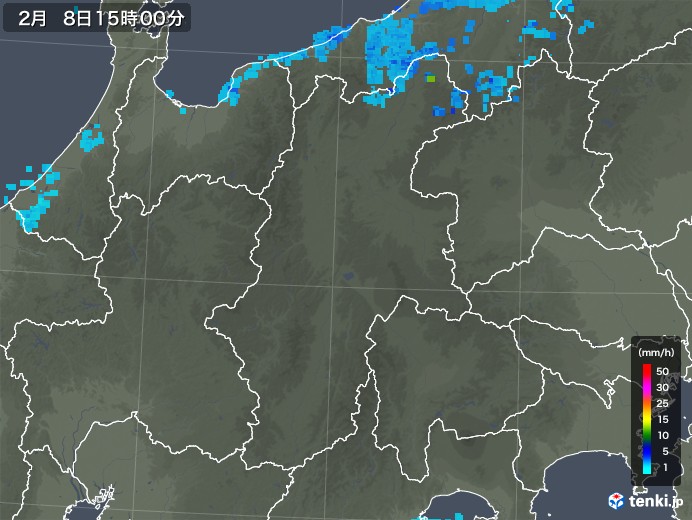 長野県の雨雲レーダー(2019年02月08日)
