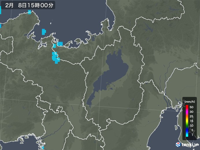 滋賀県の雨雲レーダー(2019年02月08日)