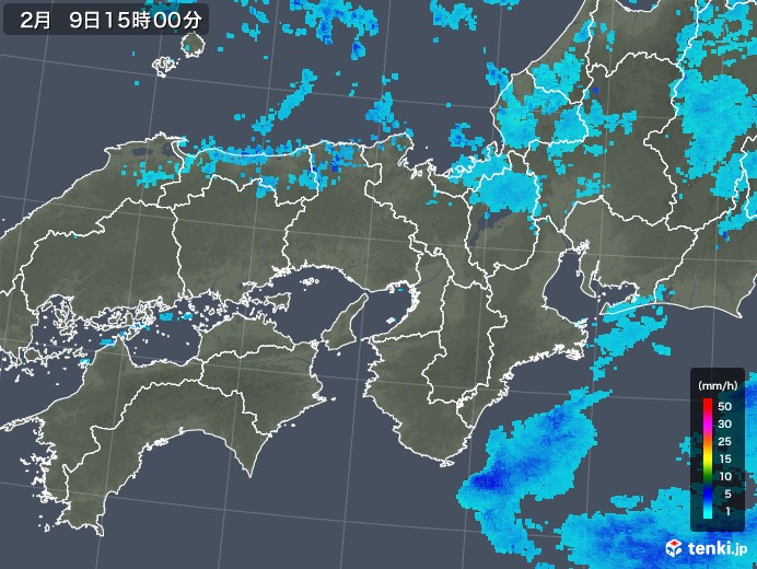 近畿地方の雨雲レーダー(2019年02月09日)