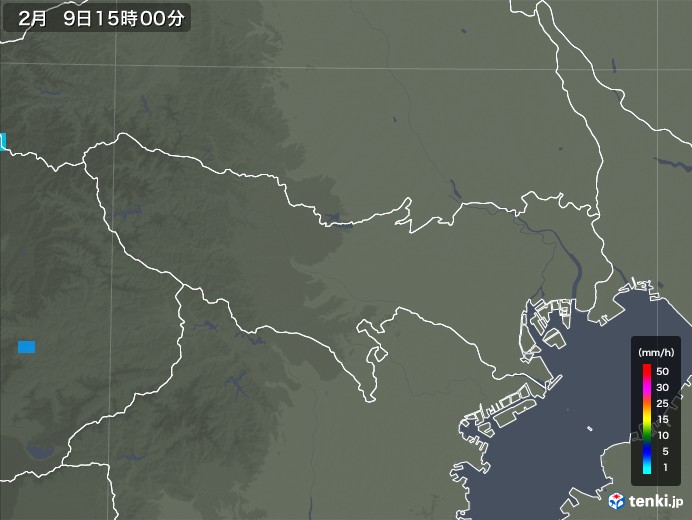 東京都の雨雲レーダー(2019年02月09日)