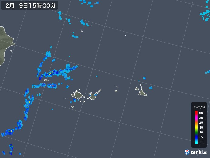 宮古・石垣・与那国(沖縄県)の雨雲レーダー(2019年02月09日)