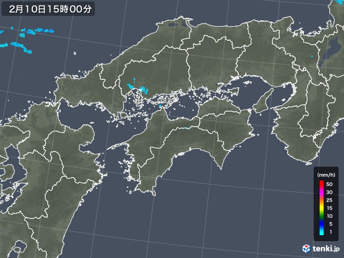 四国地方の雨雲レーダー(2019年02月10日)