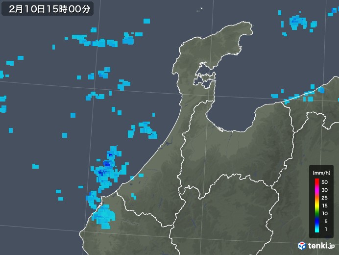 石川県の雨雲レーダー(2019年02月10日)