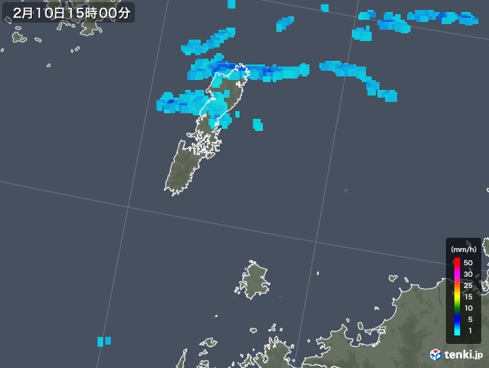 壱岐・対馬(長崎県)の雨雲レーダー(2019年02月10日)