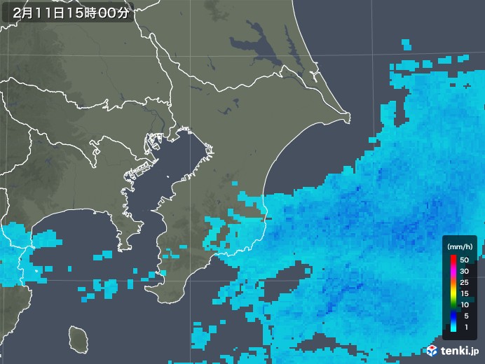 千葉県の雨雲レーダー(2019年02月11日)