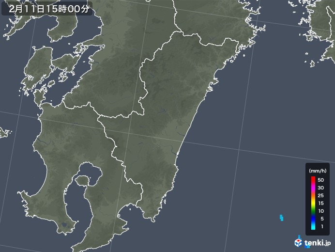 宮崎県の雨雲レーダー(2019年02月11日)