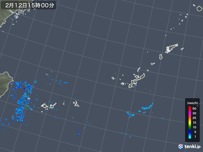 沖縄地方の雨雲レーダー(2019年02月12日)