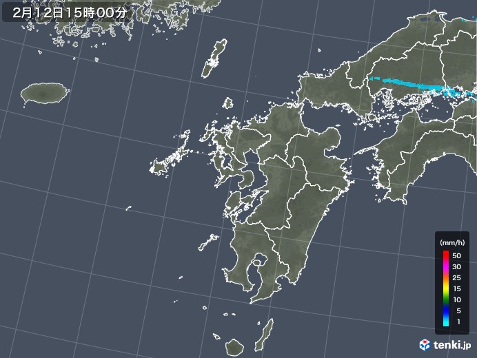 九州地方の雨雲レーダー(2019年02月12日)
