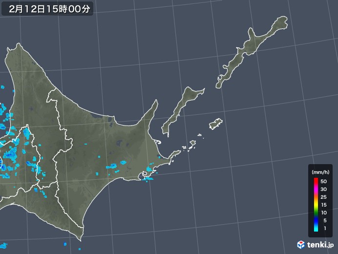 道東の雨雲レーダー(2019年02月12日)