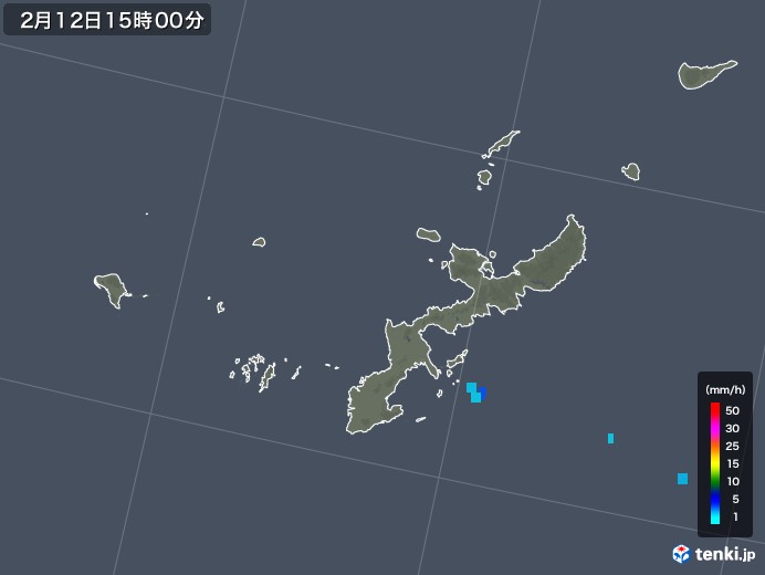 沖縄県の雨雲レーダー(2019年02月12日)