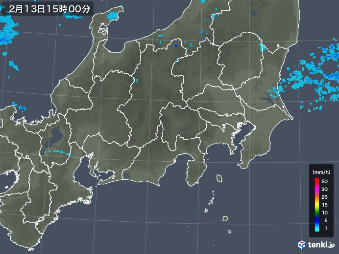 関東・甲信地方の雨雲レーダー(2019年02月13日)