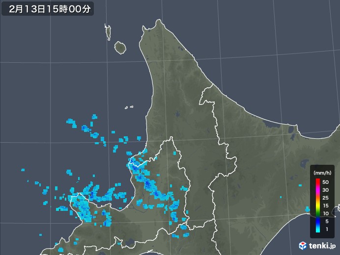 道北の雨雲レーダー(2019年02月13日)