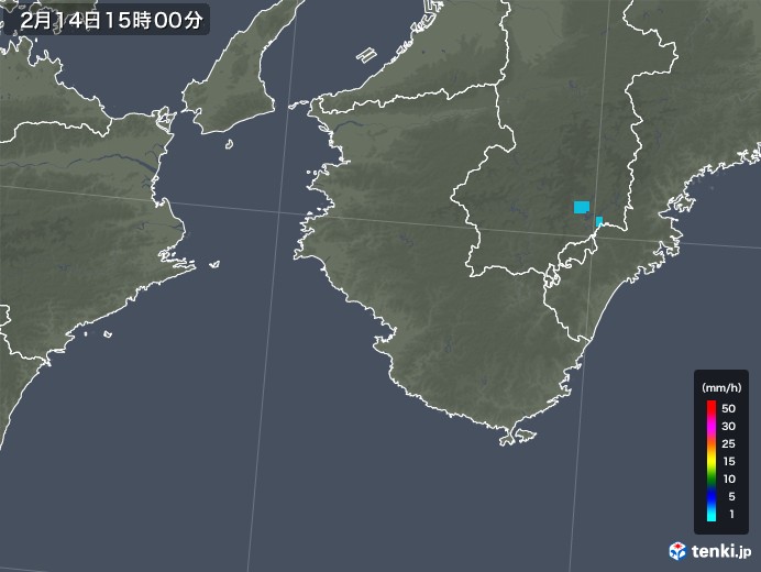和歌山県の雨雲レーダー(2019年02月14日)