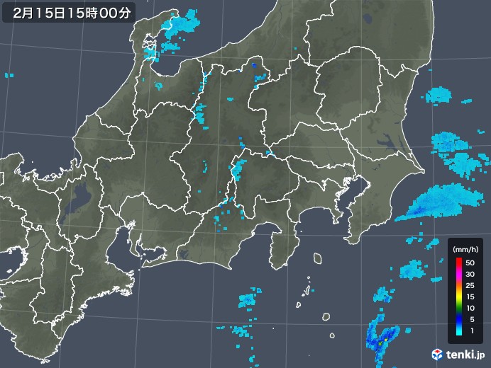 関東・甲信地方の雨雲レーダー(2019年02月15日)