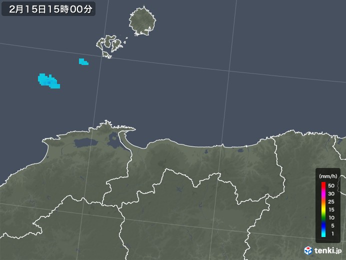 鳥取県の雨雲レーダー(2019年02月15日)