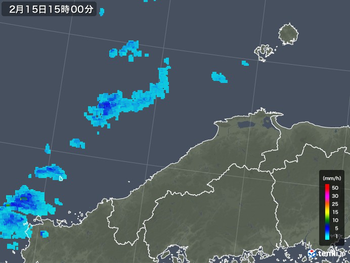 島根県の雨雲レーダー(2019年02月15日)