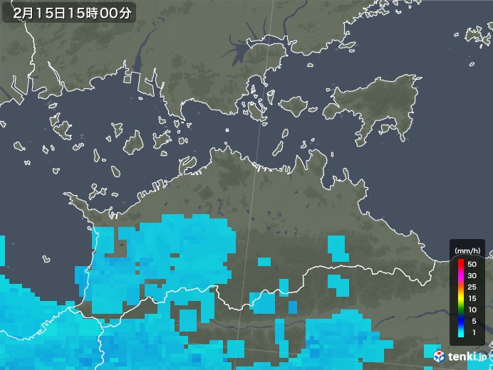 香川県の雨雲レーダー(2019年02月15日)