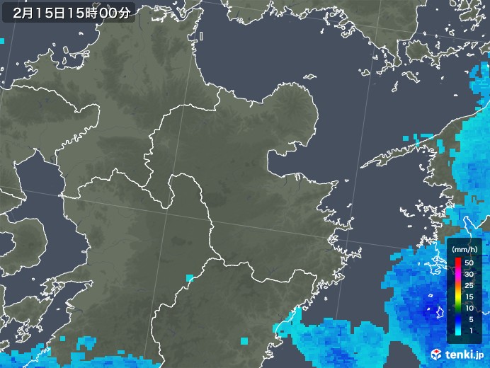 大分県の雨雲レーダー(2019年02月15日)
