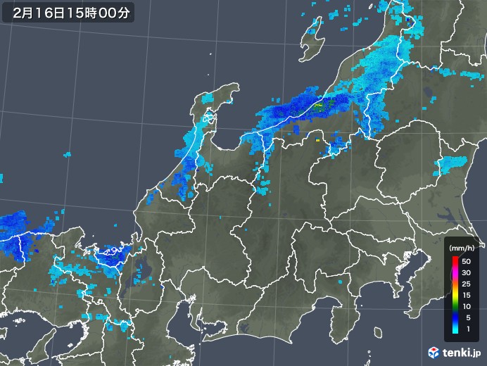 北陸地方の雨雲レーダー(2019年02月16日)