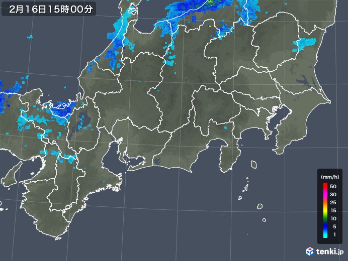 東海地方の雨雲レーダー(2019年02月16日)