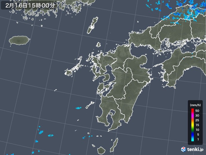 九州地方の雨雲レーダー(2019年02月16日)