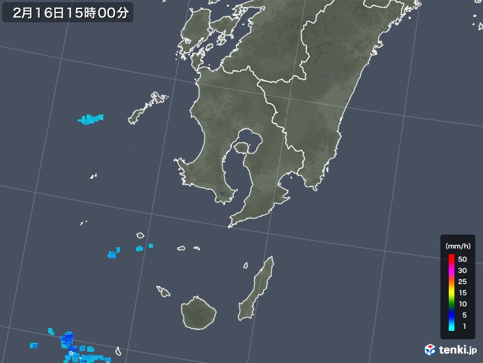鹿児島県の雨雲レーダー(2019年02月16日)